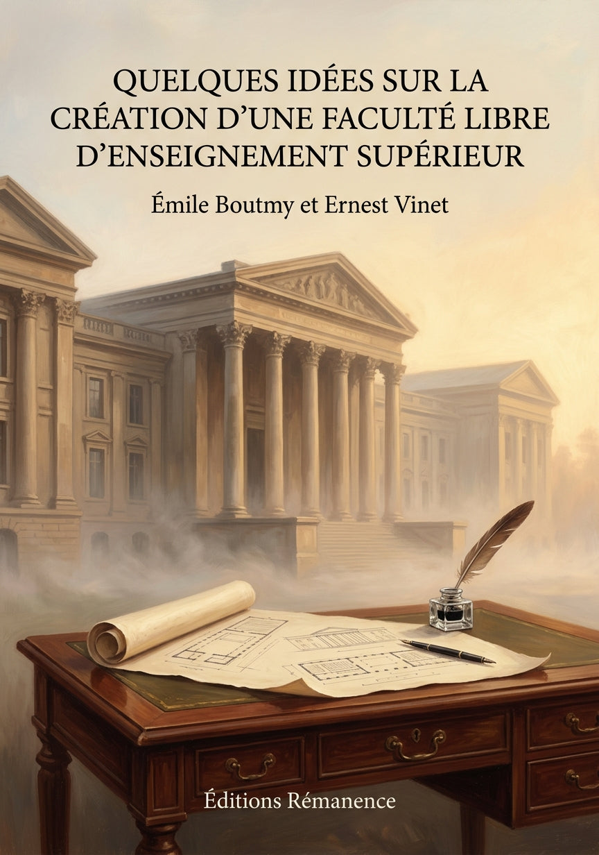 Livre Quelques idées sur la création d’une faculté libre d’enseignement supérieur par Émile Boutmy et Ernest Vinet - Couverture - Editions Remanence