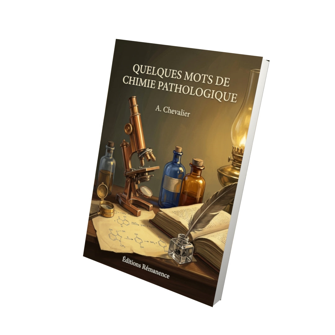 Livre Quelques mots de chimie pathologique par A. Chevalier - Vue 3D - Editions Remanence