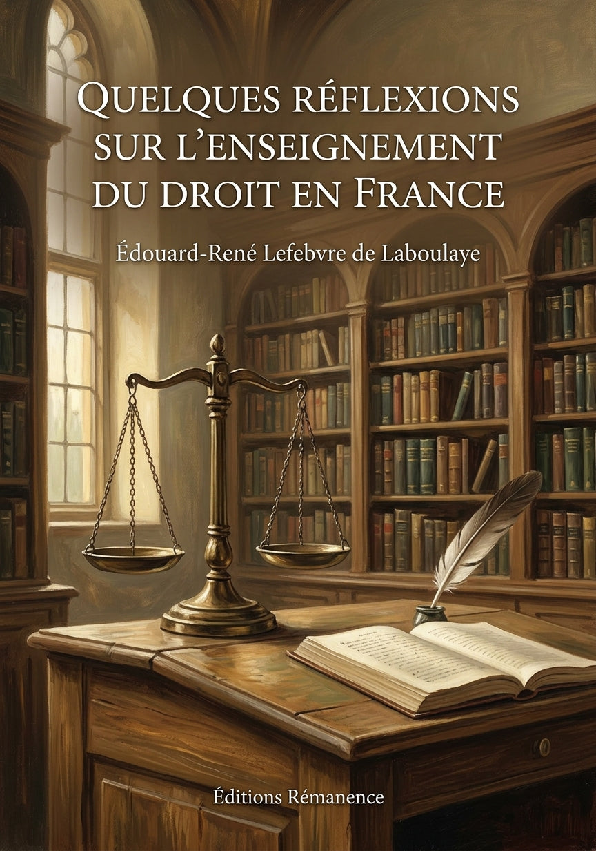 Livre Quelques réflexions sur l’enseignement du droit en France par Édouard-René Lefebvre de Laboulaye - Couverture - Editions Remanence