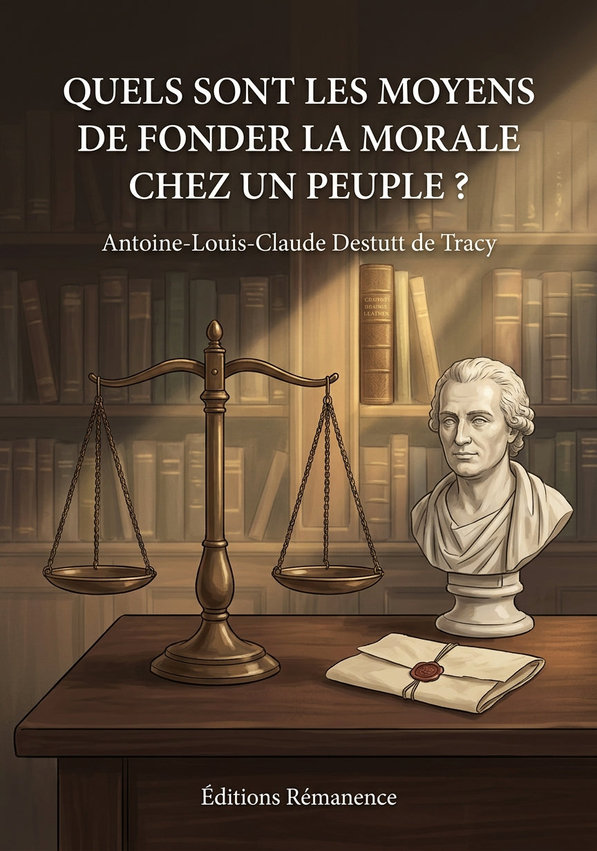 Livre Quels sont les moyens de fonder la morale chez un peuple ? par Antoine-Louis-Claude Destutt de Tracy - Couverture - Editions Remanence