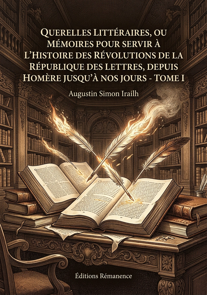 Livre Querelles littéraires, ou Mémoires pour servir à l’Histoire des Révolutions de la République des Lettres, depuis Homère jusqu’à nos jours - Tome IV par Augustin Simon Irailh - Couverture - Editions Remanence