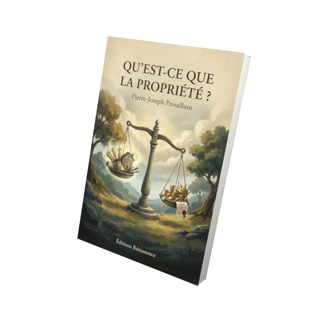 Livre Qu’est-ce que la propriété ? – Pierre-Joseph Proudhon - Vue 3D - Editions Remanence