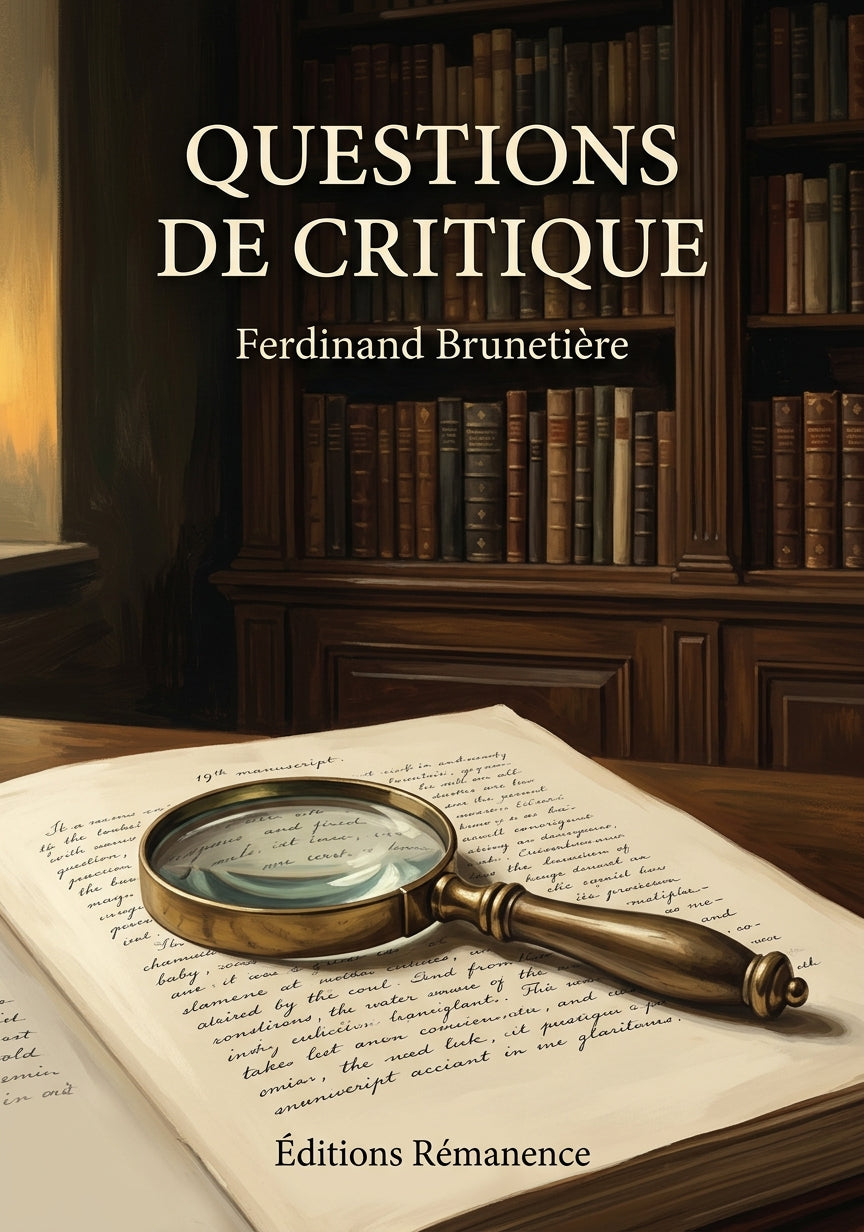 Livre Questions de critique par Ferdinand Brunetière - Couverture - Editions Remanence