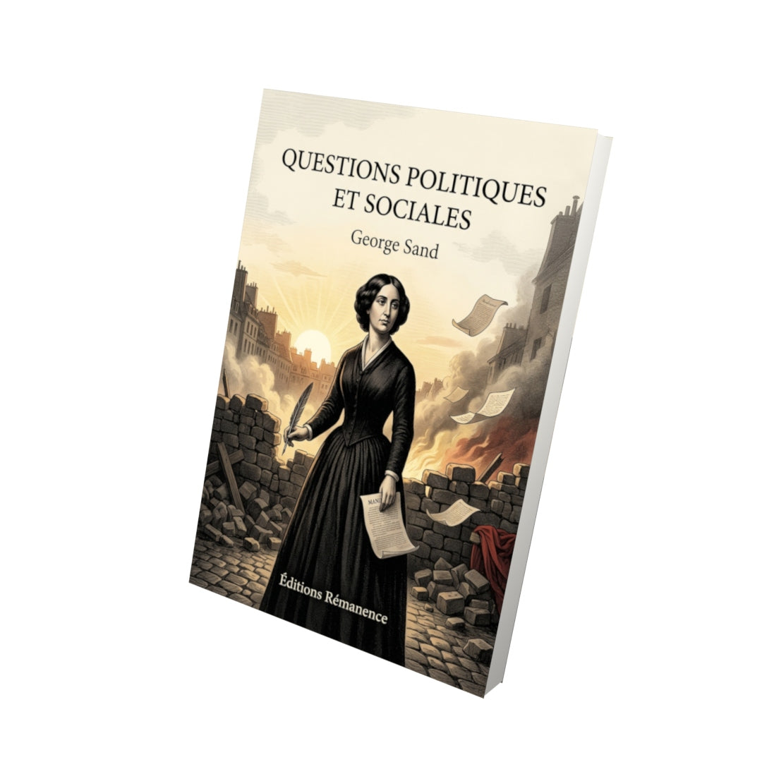 Livre Questions politiques et sociales par George Sand - Vue 3D - Editions Remanence
