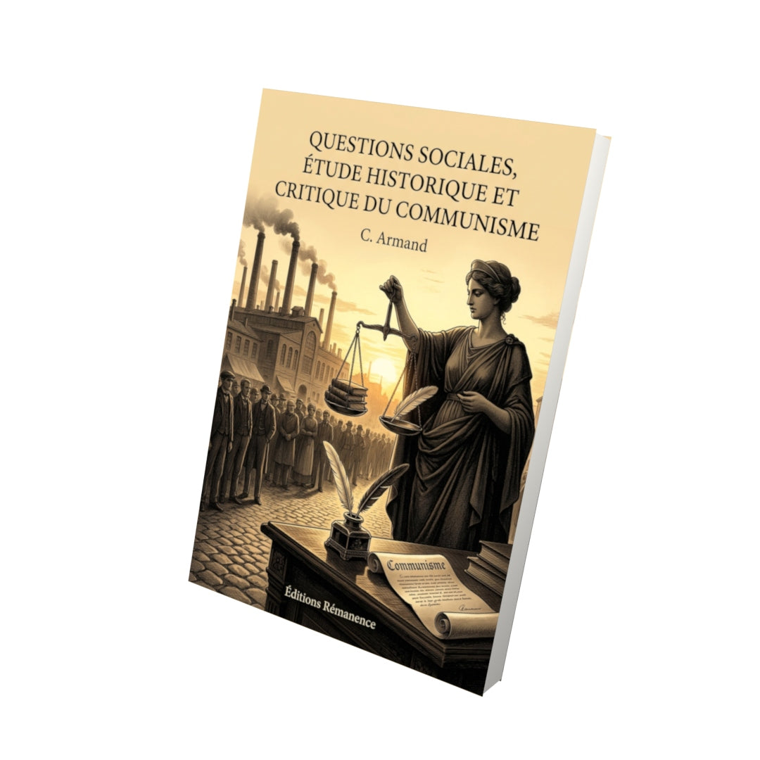 Livre Questions sociales, étude historique et critique du communisme par C. Armand - Vue 3D - Editions Remanence