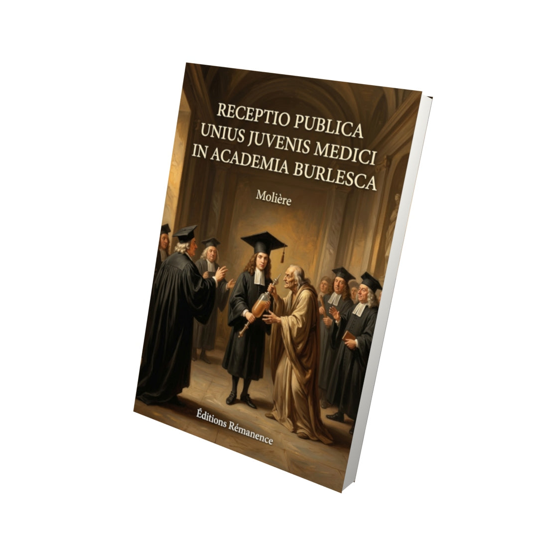 Livre Receptio publica unius juvenis medici in academia burlesca par Molière - Vue 3D - Editions Remanence