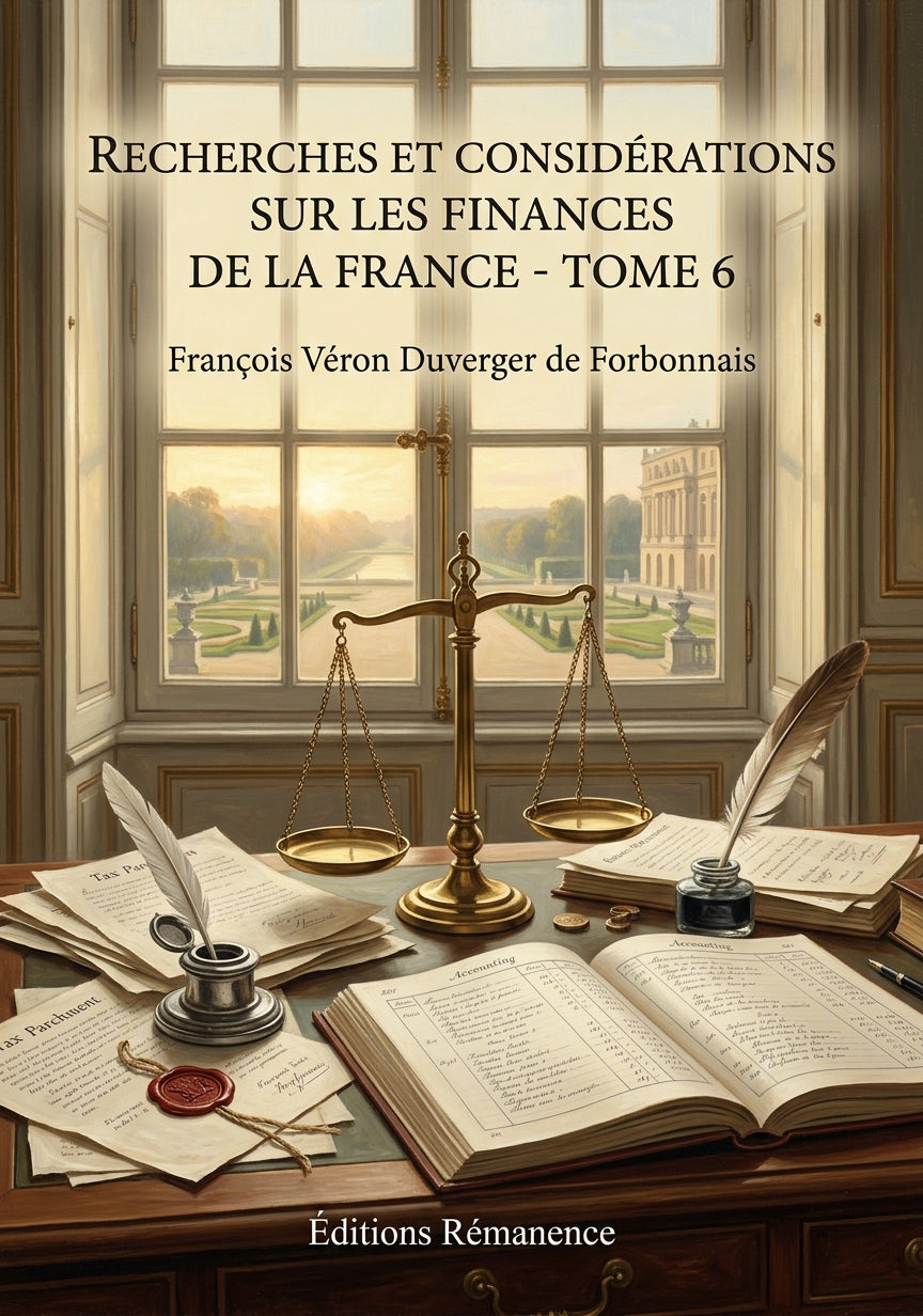 Livre Recherches et considérations sur les finances de la France - Tome 6 par François Véron Duverger de Forbonnais - Couverture - Editions Remanence