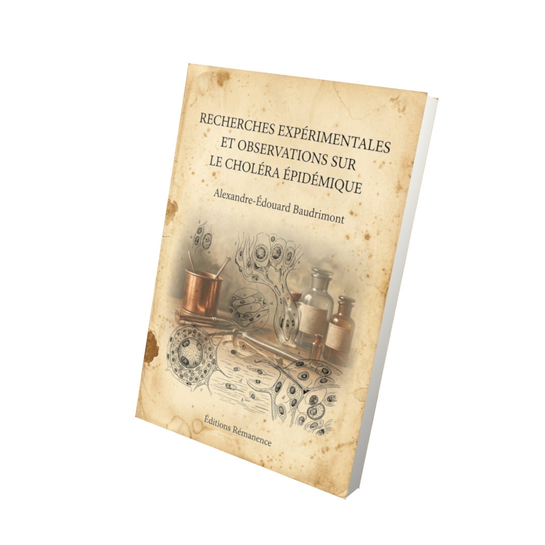 Livre Recherches expérimentales et observations sur le choléra épidémique par Alexandre-Édouard Baudrimont - Vue 3D - Editions Remanence