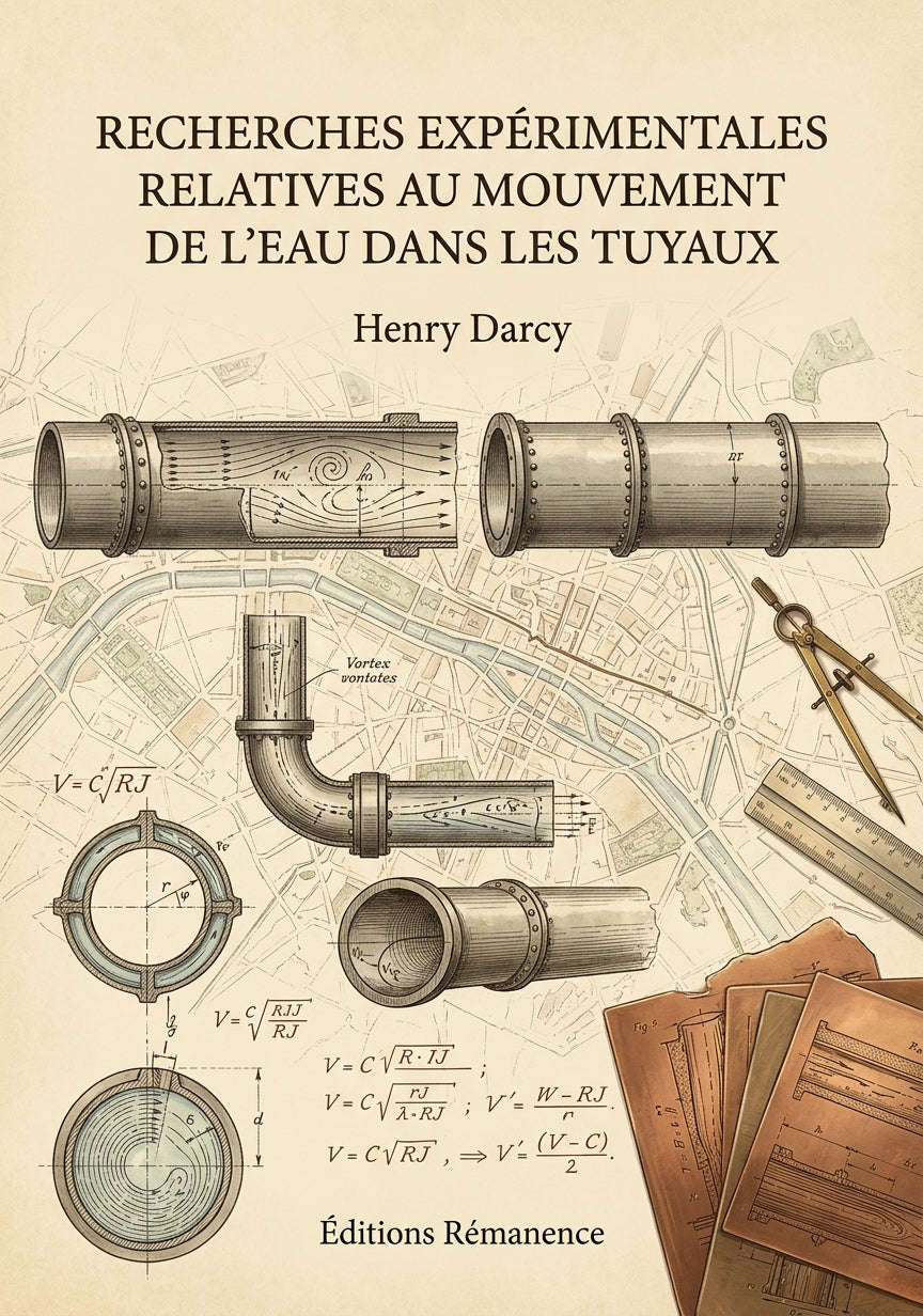 Livre Recherches expérimentales relatives au mouvement de l'eau dans les tuyaux par Henry Darcy - Couverture - Editions Remanence