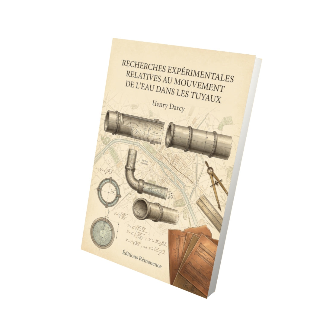 Livre Recherches expérimentales relatives au mouvement de l'eau dans les tuyaux par Henry Darcy - Vue 3D - Editions Remanence