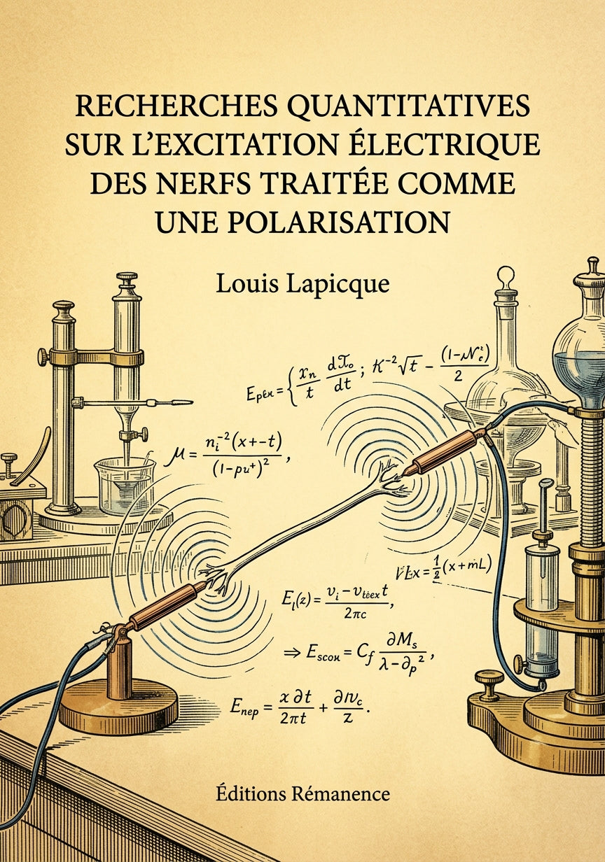 Livre Recherches quantitatives sur l'excitation électrique des nerfs traitée comme une polarisation par Louis Lapicque - Couverture - Editions Remanence