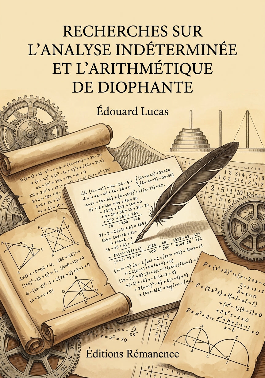 Livre Recherches sur l'analyse indéterminée et l'arithmétique de Diophante par Édouard Lucas - Couverture - Editions Remanence