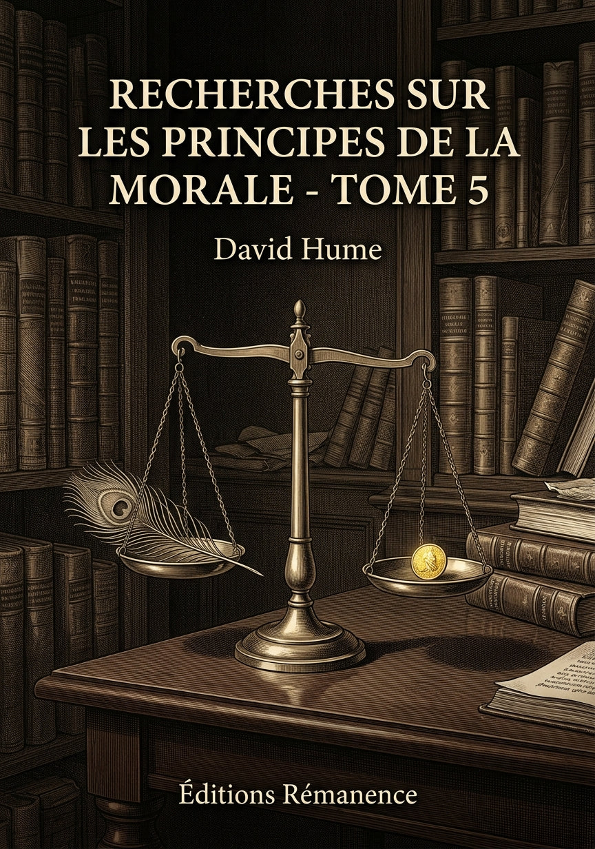 Livre Recherches sur les principes de la morale - Tome 5 par David Hume - Couverture - Editions Remanence