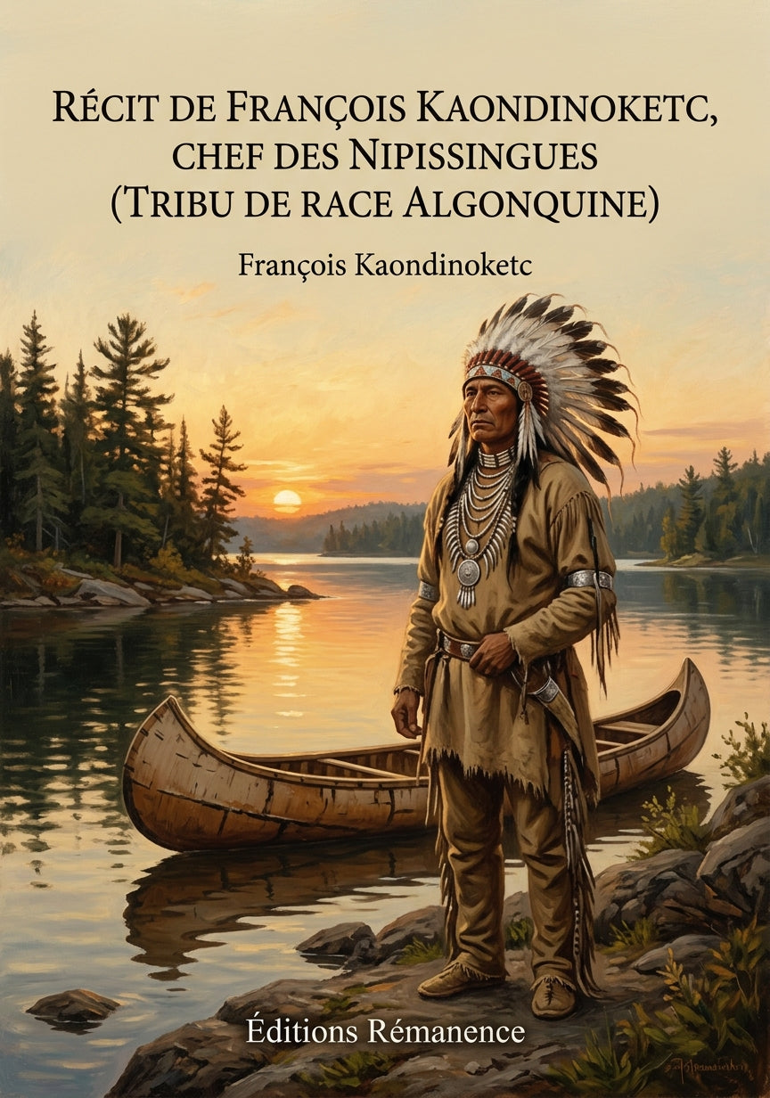 Livre Récit de François Kaondinoketc, chef des Nipissingues (tribu de race algonquine) par François Kaondinoketc - Couverture - Editions Remanence