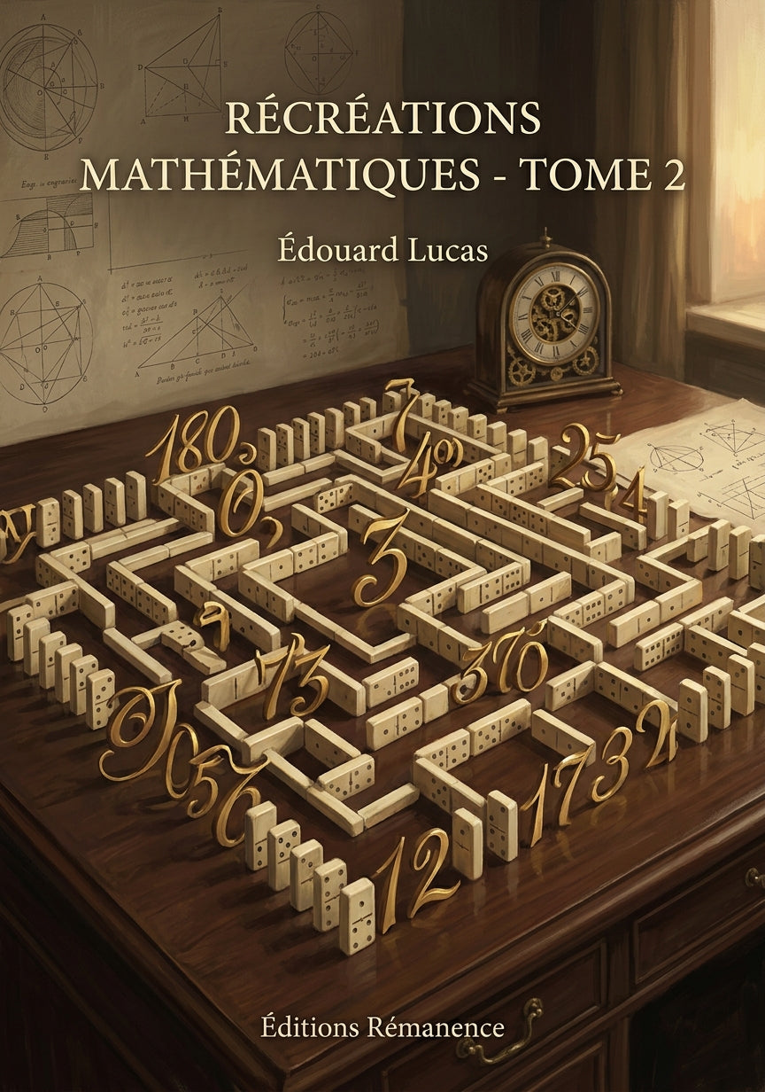 Livre Récréations mathématiques - Tome 2 par Édouard Lucas - Couverture - Editions Remanence