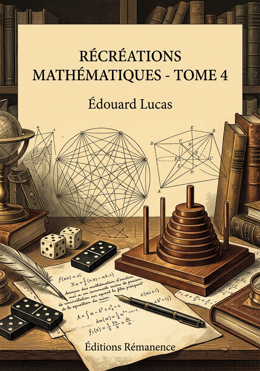 Livre Récréations mathématiques - Tome 4 par Édouard Lucas - Couverture - Editions Remanence