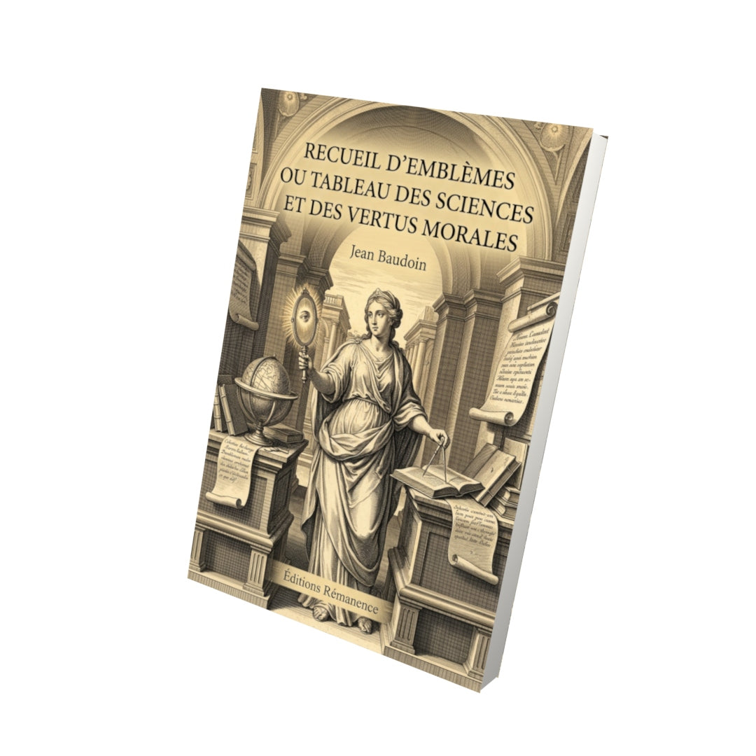 Livre Recueil d'Emblèmes ou tableau des sciences et des vertus morales par Jean Baudoin - Vue 3D - Editions Remanence
