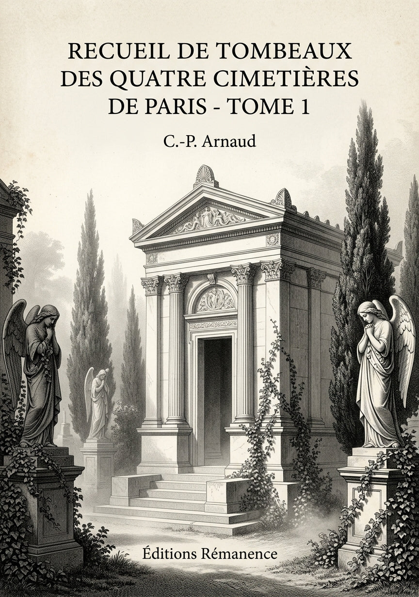 Livre Recueil de tombeaux des quatre cimetières de Paris - Tome 1 par C.-P. Arnaud - Couverture - Editions Remanence