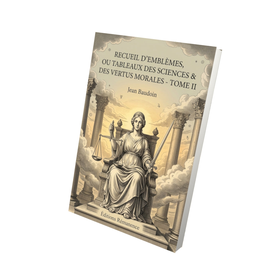 Livre Recueil d’emblèmes, ou tableaux des sciences & des Vertus Morales - Tome II par Jean Baudoin - Vue 3D - Editions Remanence