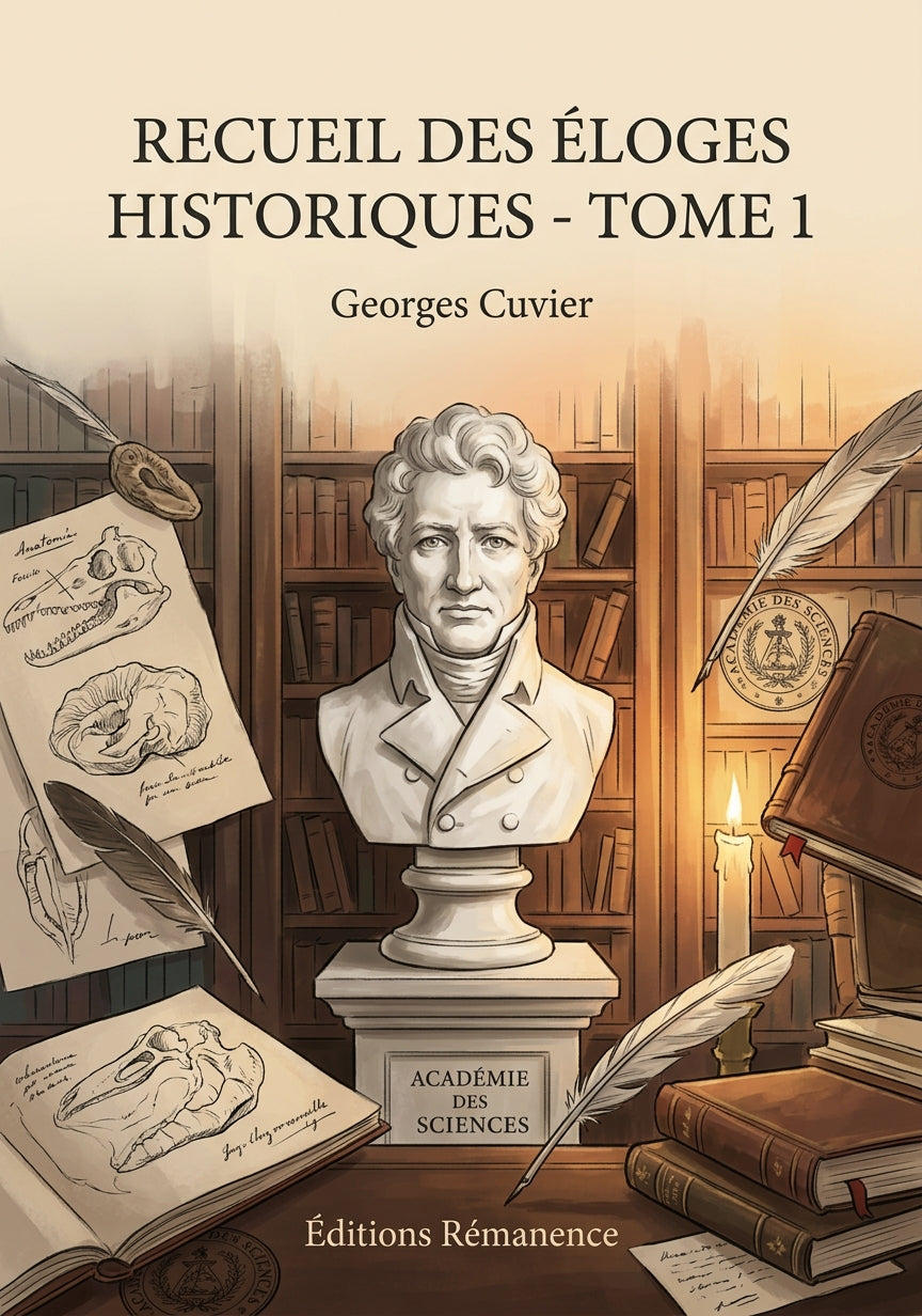 Livre Recueil des éloges historiques - Tome 1 par Georges Cuvier - Couverture - Editions Remanence