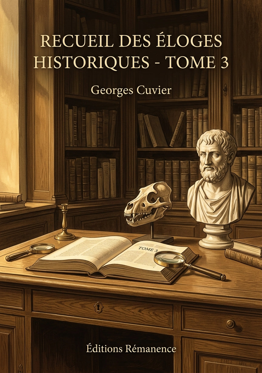 Livre Recueil des éloges historiques - Tome 3 par Georges Cuvier - Couverture - Editions Remanence