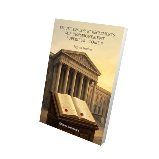 Livre Recueil des lois et règlements sur l’enseignement supérieur - Tome 5 par Auguste Génères - Vue 3D - Editions Remanence