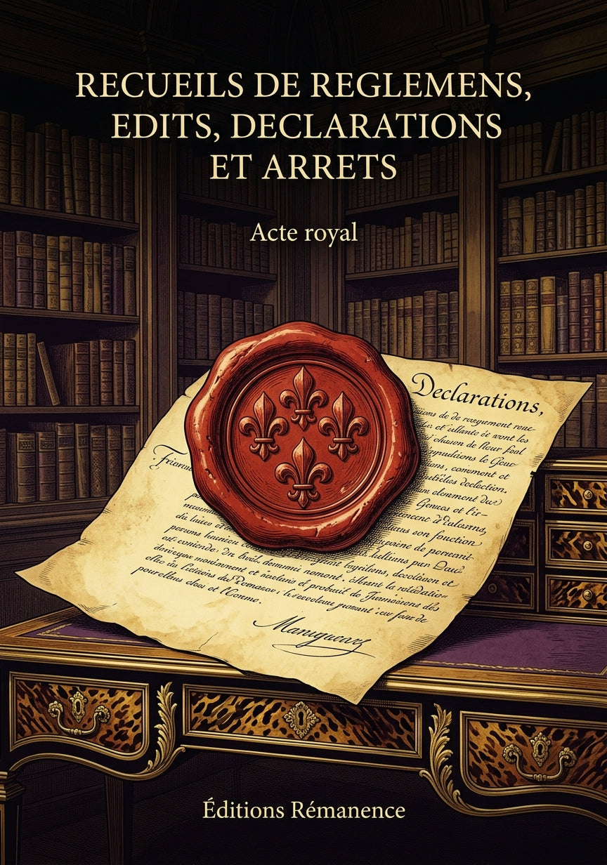 Livre Recueils de reglemens, edits, declarations et arrets par Acte royal - Couverture - Editions Remanence