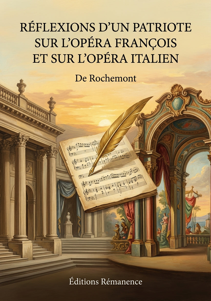 Livre Réflexions d’un patriote sur l’opéra françois et sur l’opéra italien par De Rochemont - Couverture - Editions Remanence