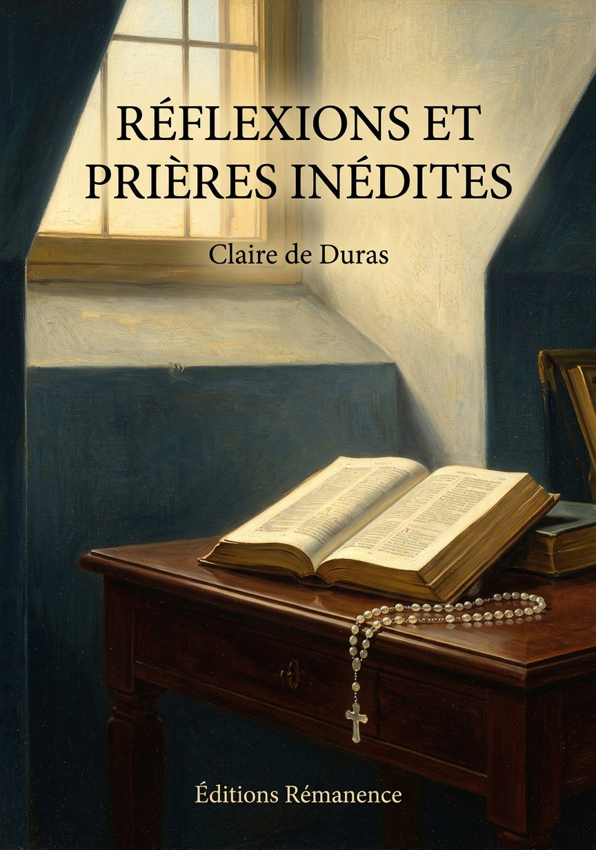 Livre Réflexions et prières inédites par Claire de Duras - Couverture - Editions Remanence