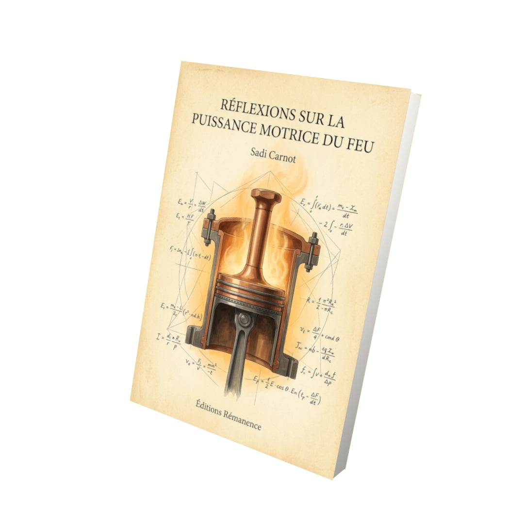 Livre Réflexions sur la puissance motrice du feu par Sadi Carnot - Vue 3D - Editions Remanence