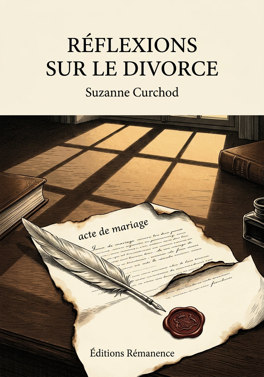 Livre Réflexions sur le divorce par Suzanne Curchod - Couverture - Editions Remanence