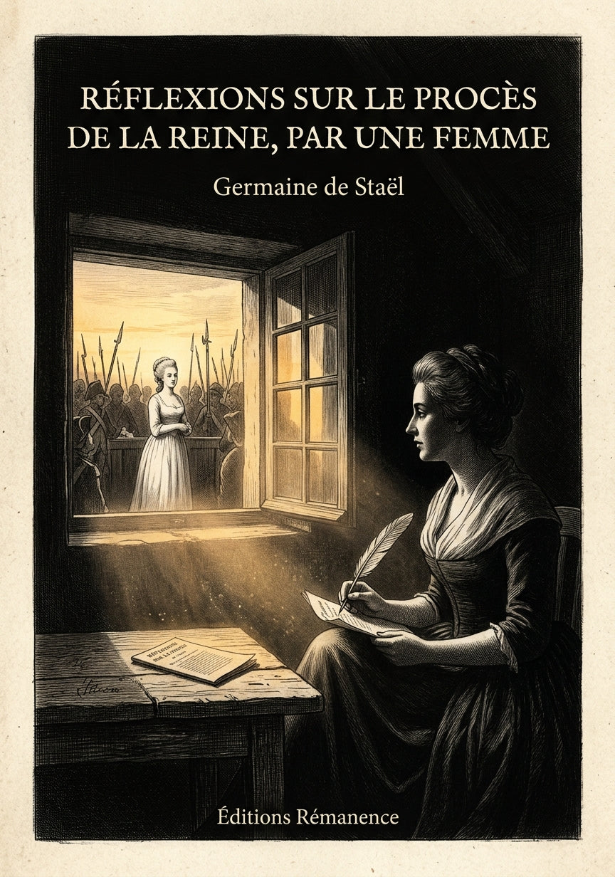 Livre Réflexions sur le procès de la Reine, par une Femme par Germaine de Staël - Couverture - Editions Remanence