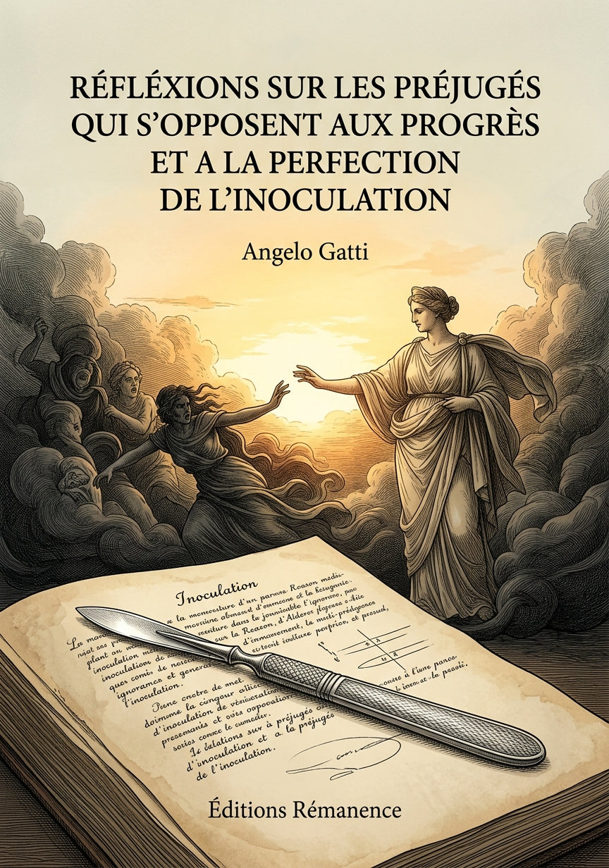 Livre Réfléxions sur les préjugés qui s'opposent aux progrès et a la perfection de l'inoculation par Angelo Gatti - Couverture - Editions Remanence