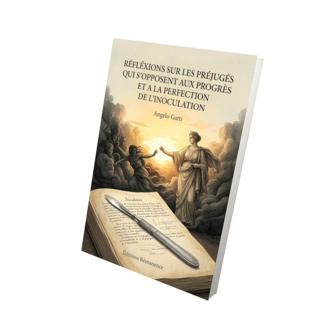 Livre Réfléxions sur les préjugés qui s'opposent aux progrès et a la perfection de l'inoculation par Angelo Gatti - Vue 3D - Editions Remanence