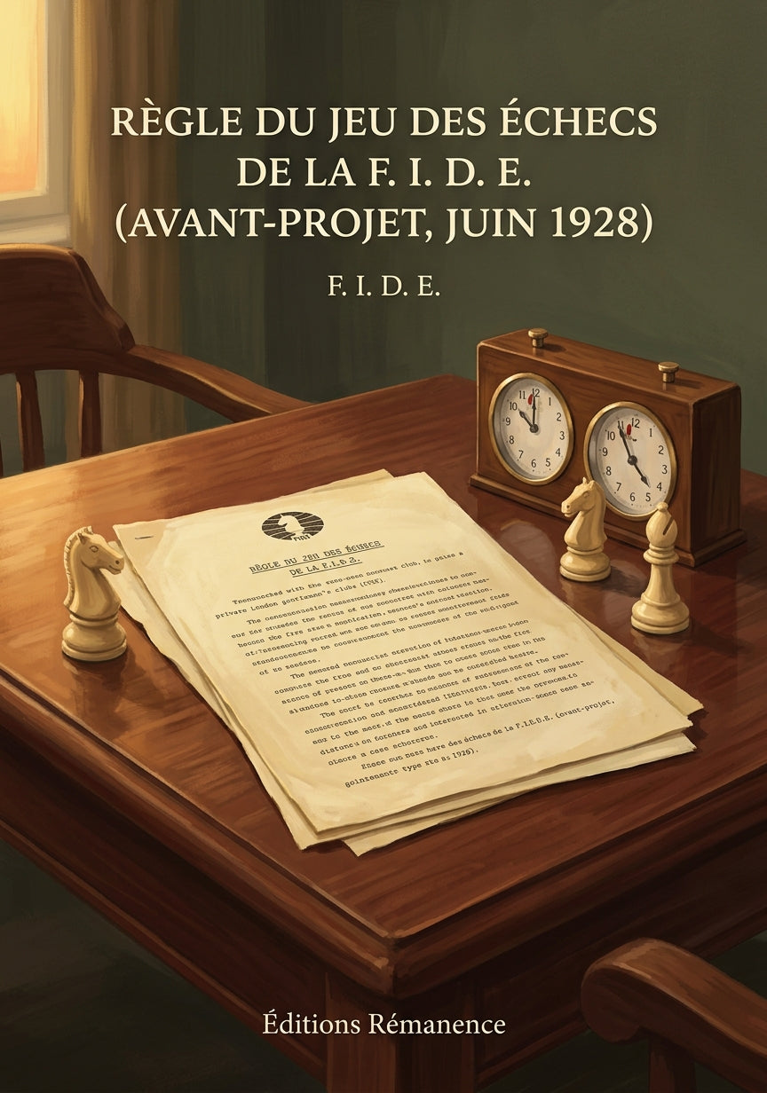 Livre Règle du Jeu des Échecs de la F. I. D. E. (avant-projet, juin 1928) par F. I. D. E. - Couverture - Editions Remanence
