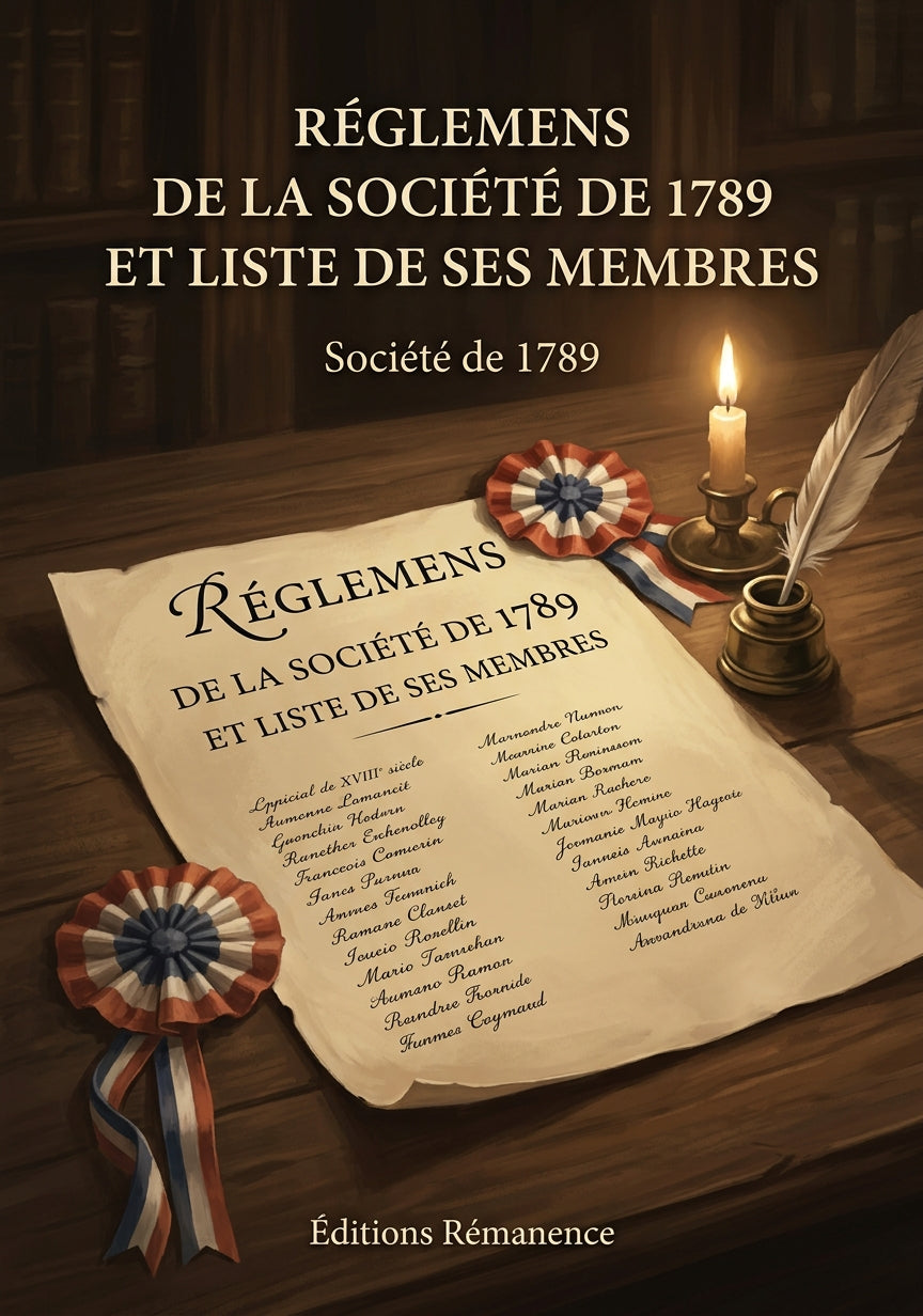 Livre Réglemens de la Société de 1789 et liste de ses membres par Société de 1789 - Couverture - Editions Remanence