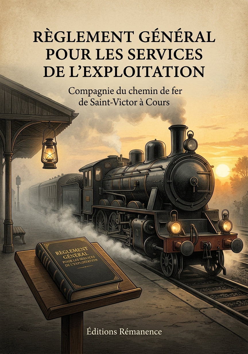 Livre Règlement Général pour les Services de l'Exploitation par Compagnie du chemin de fer de Saint-Victor à Cours - Couverture - Editions Remanence