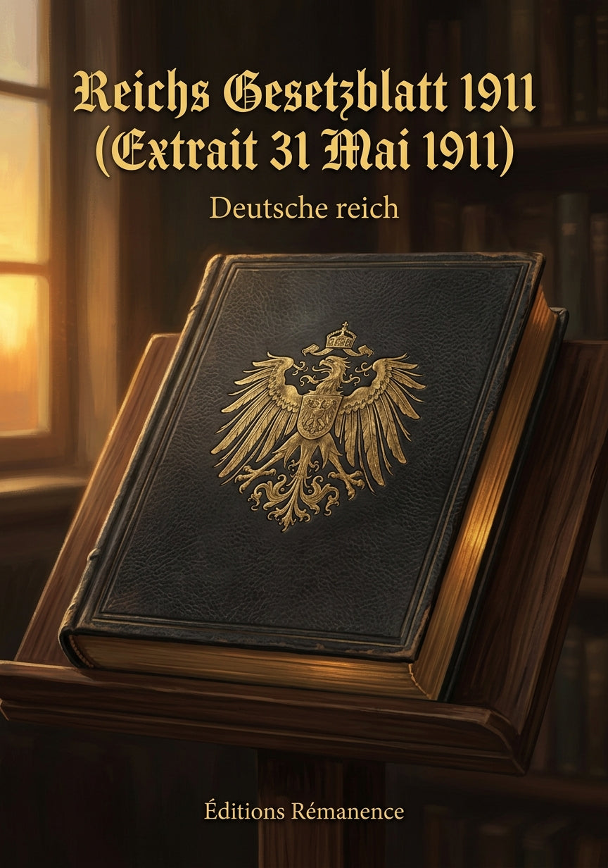 Livre Reichs Gesetzblatt 1911 (extrait 31 mai 1911) par Deutsche reich - Couverture - Editions Remanence