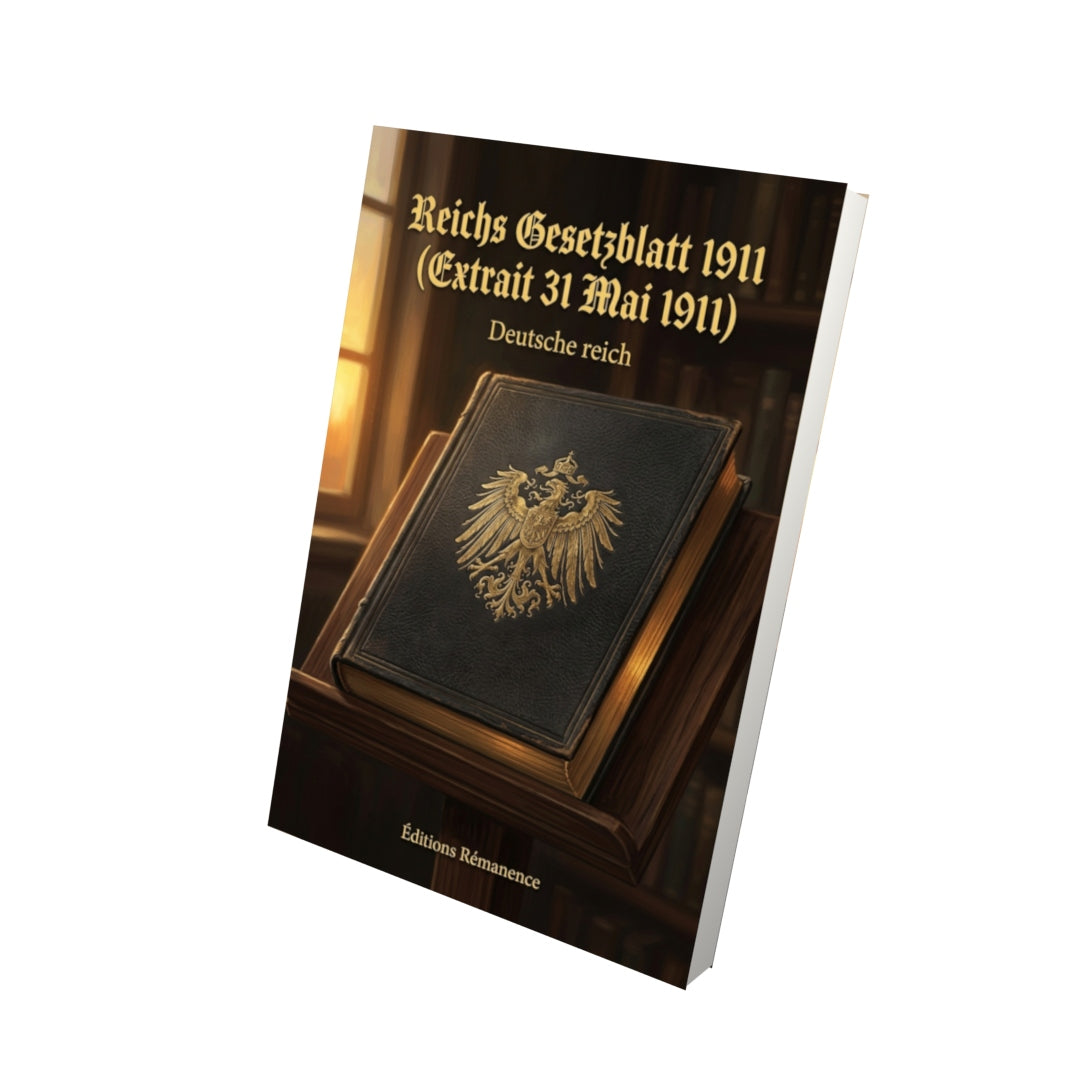 Livre Reichs Gesetzblatt 1911 (extrait 31 mai 1911) par Deutsche reich - Vue 3D - Editions Remanence