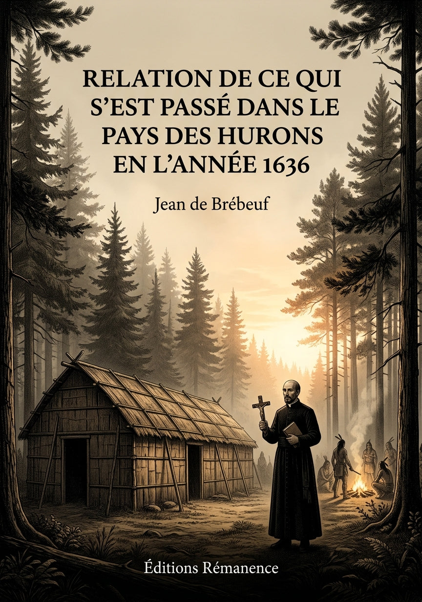 Livre Relation de ce qui s’est passé dans le pays des Hurons en l’année 1636 par Jean de Brébeuf - Couverture - Editions Remanence