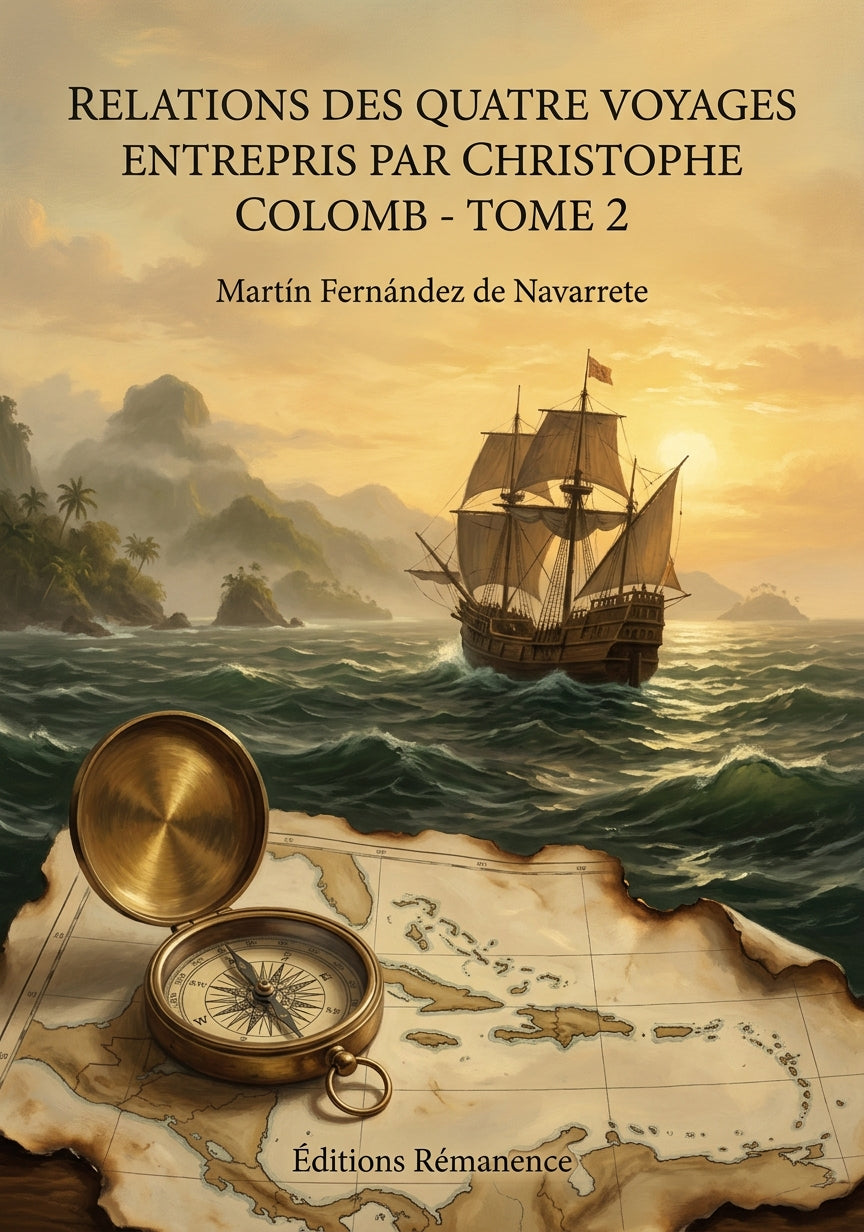 Livre Relations des quatre voyages entrepris par Christophe Colomb - Tome 2 par Martín Fernández de Navarrete - Couverture - Editions Remanence