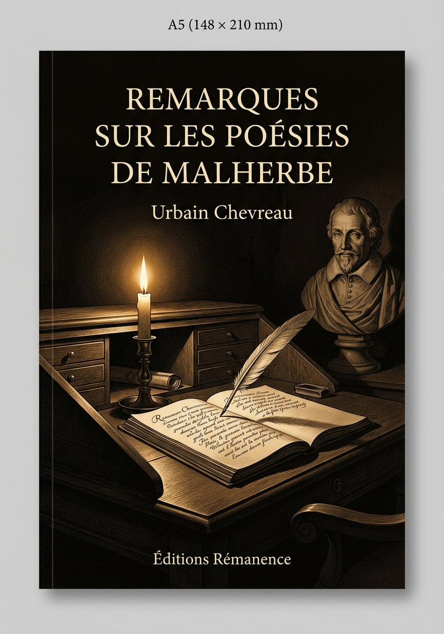 Livre Remarques sur les poésies de Malherbe par Urbain Chevreau - Couverture - Editions Remanence