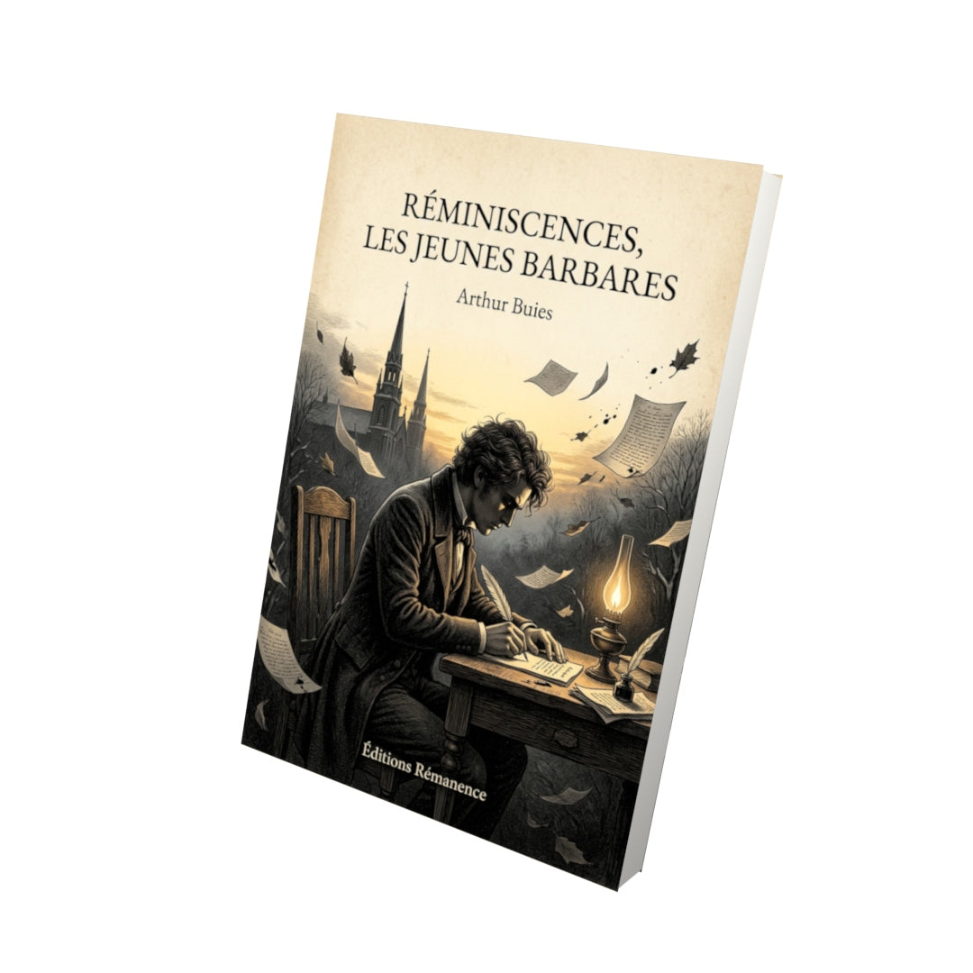Livre Réminiscences, Les jeunes barbares par Arthur Buies - Vue 3D - Editions Remanence