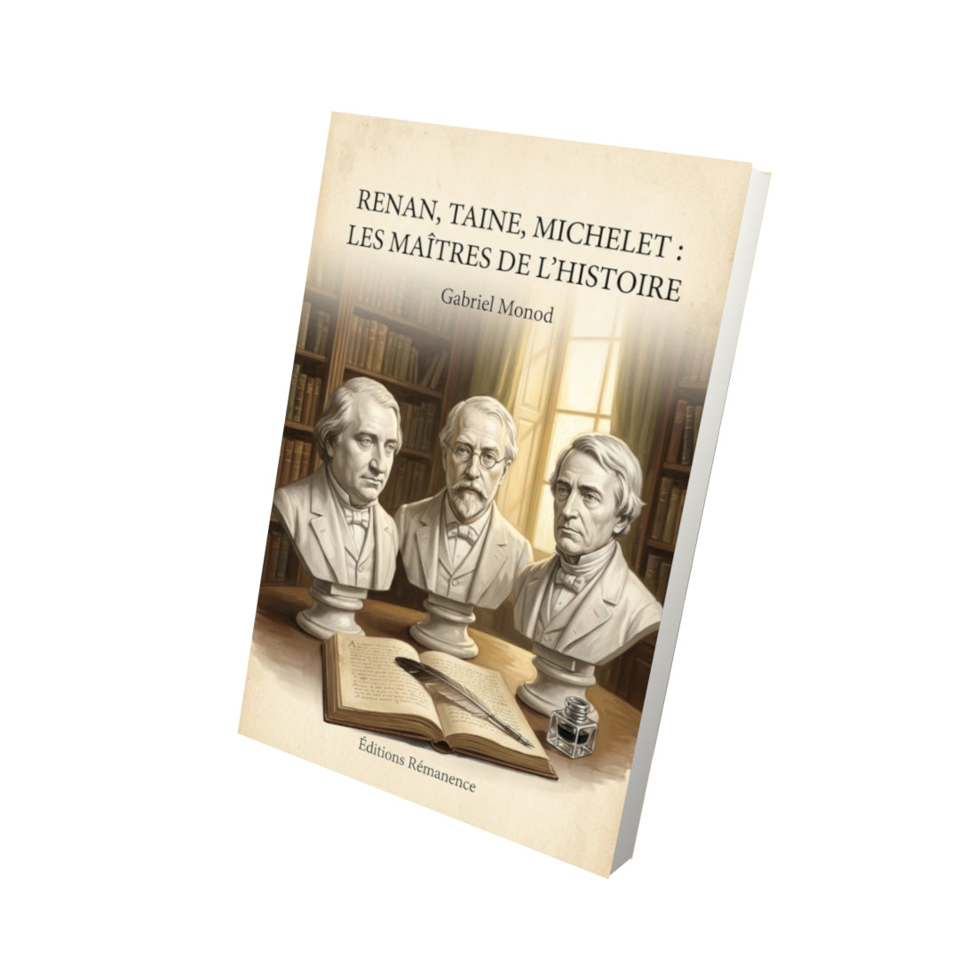 Livre Renan, Taine, Michelet : Les maîtres de l'histoire - Gabriel Monod - Vue 3D - Editions Remanence