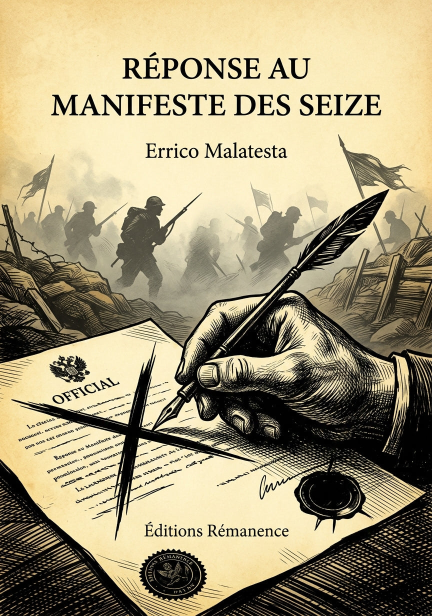 Livre Réponse au manifeste des Seize par Errico Malatesta - Couverture - Editions Remanence