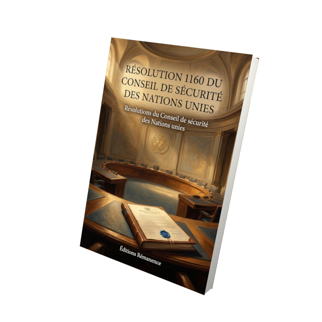 Livre Résolution 1160 du Conseil de sécurité des Nations unies par Résolutions du Conseil de sécurité des Nations unies - Vue 3D - Editions Remanence