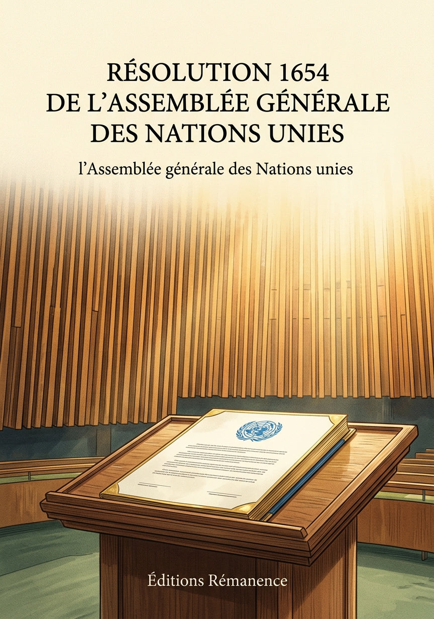 Livre Résolution 1654 de l’Assemblée générale des Nations unies par l’Assemblée générale des Nations unies - Couverture - Editions Remanence