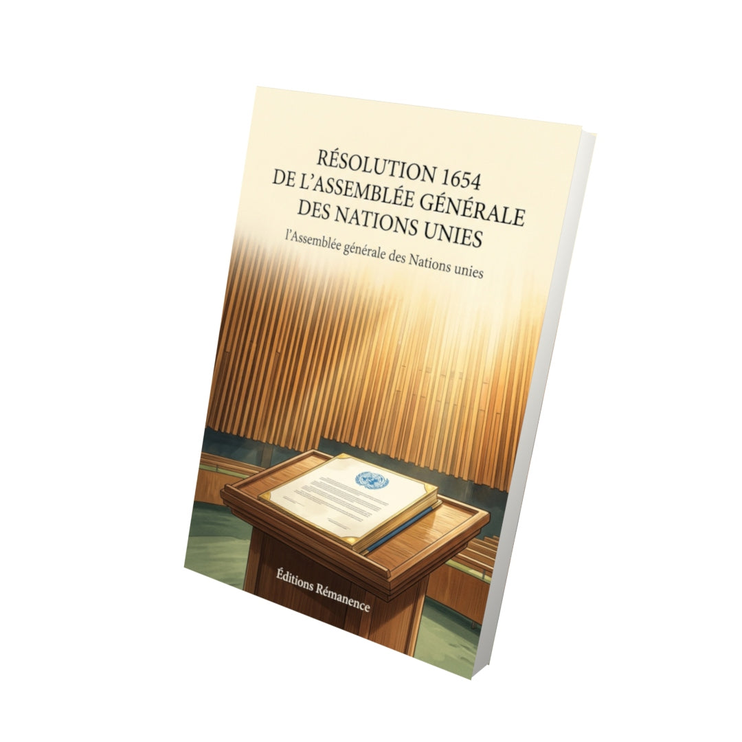 Livre Résolution 1654 de l’Assemblée générale des Nations unies par l’Assemblée générale des Nations unies - Vue 3D - Editions Remanence