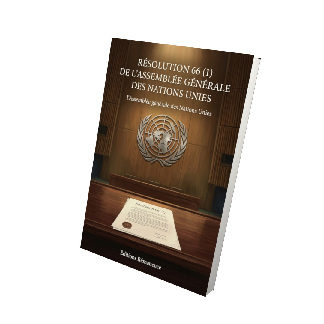 Livre Résolution 66 (1) de l’Assemblée générale des Nations unies par l'Assemblée générale des Nations Unies - Vue 3D - Editions Remanence