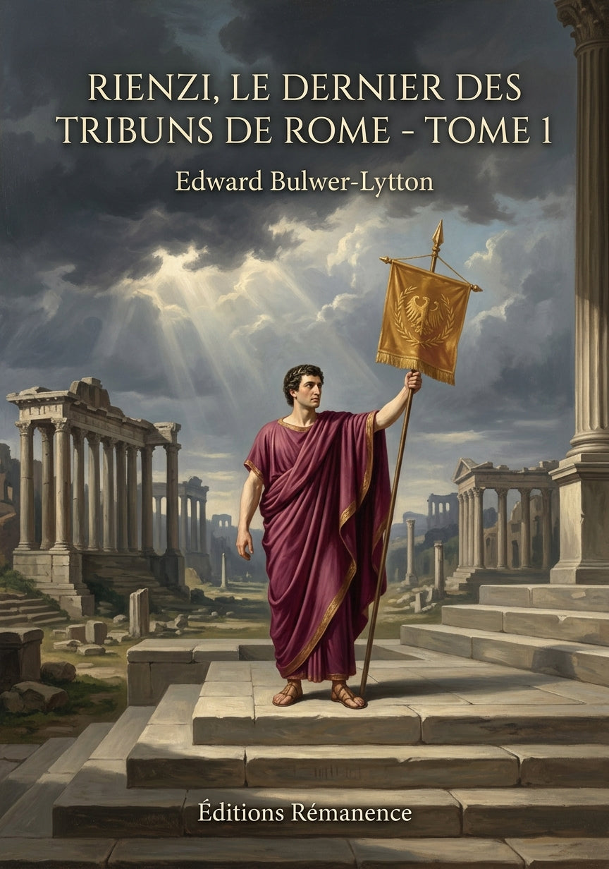 Livre Rienzi, le dernier des tribuns de Rome - Tome 1 par Edward Bulwer-Lytton - Couverture - Editions Remanence